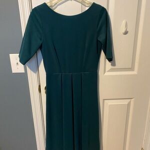 Closet Green A-Line Midi Dress with Bateau Neckline